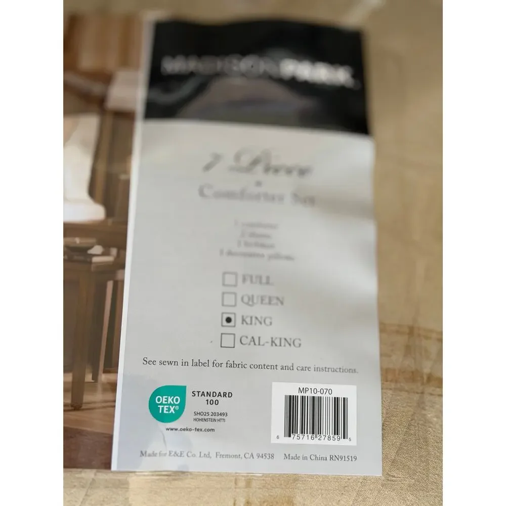 NEW! Madison Park Meyers/Dune 7PC Faux Suede Comforter Set King Beige